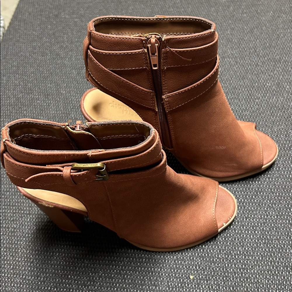 Charlotte Russe Tan Peep Toe Booties